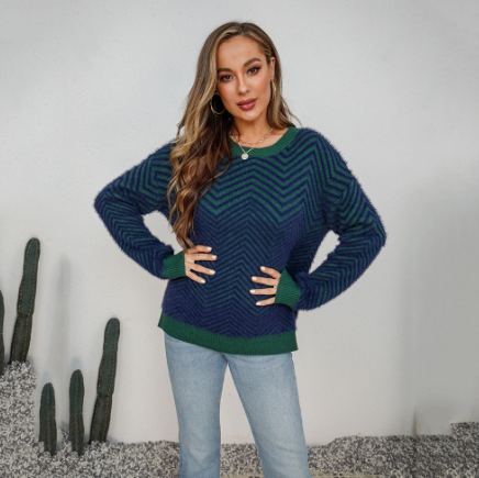 New Women's Long Sleeve Crew Neck Pullover Sweater