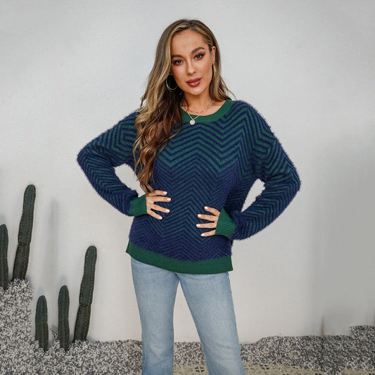 New Women's Long Sleeve Crew Neck Pullover Sweater