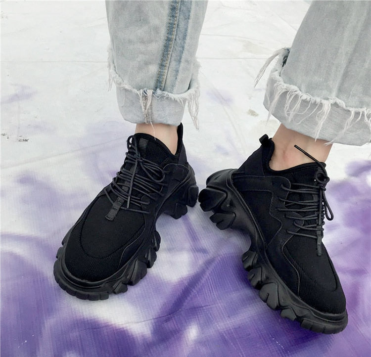Canvas Lace-Up Thick Sole Casual Shoes for Women