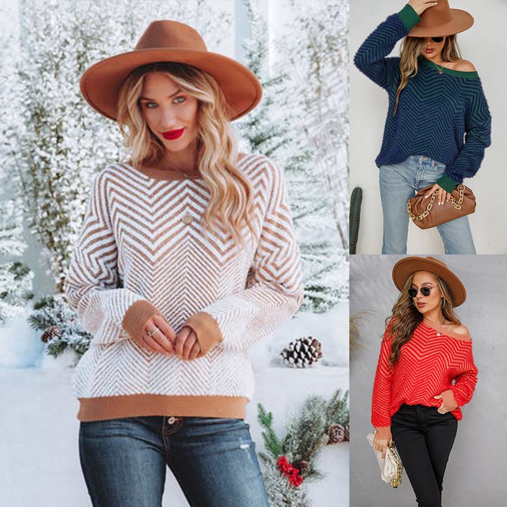 New Women's Long Sleeve Crew Neck Pullover Sweater