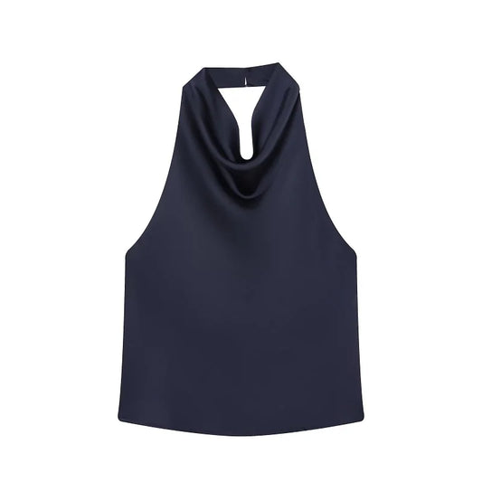 MUJER 2025 Halter Tops for Women Black Satin Backless Top Female Pink Summer Beach Top Woman off Shoulder Camisole Top Women